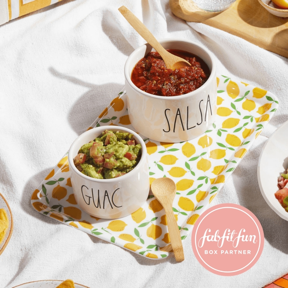 *BNIB* MAGENTA x Rae Dunn Artisan Nesting Guac + Salsa Set with 2 Bamboo Spoons